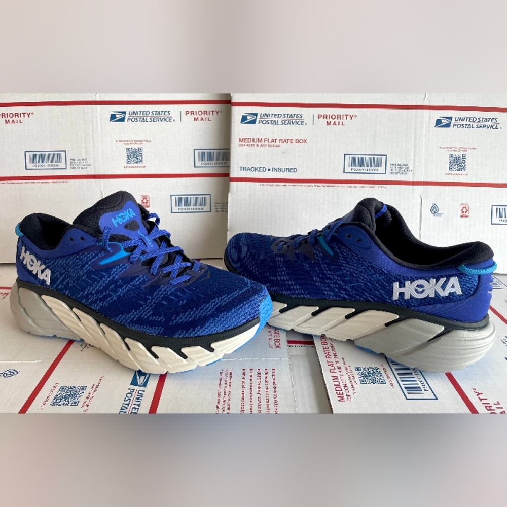 Men's Hoka One One Gaviota 4 Blue Running Hiking Shoes 11 11D 11.5D 12.5 12.5D - Picture 7 of 14
